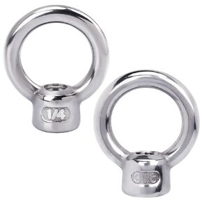 PAGOW 4 Pieces Stainless Steel 316 Lifting Eye Nut, 1/4" UNC Heavy Duty Marine Grade, Hardware Ring Shaped Eye Bolt