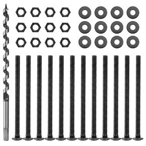 1/2 in. x 8 in. Carriage Bolt Kit Includes 12 Bolts, 12 Washers, and 12 Nuts+1/2-Inch x 12-Inch Auger Drill Bit, Hex Shank 3/8-Inch