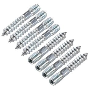 Uxcell M8 مسامير شماعات طول 2-3/4 "(70 مللي متر) مسامير مزدوجة الرأس برغي ذاتي التنصت 8 مللي متر أرجل قطع أثاث خشبية مشتركة 16 قطعة