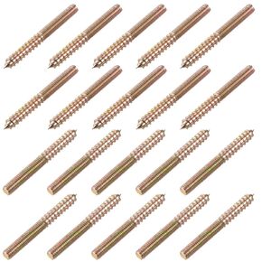 uxcell M4 Hanger Bolts Length 1-1/8"(30mm) Double Headed Bolts Self-Tapping Screw 4mm Wood Joint Furniture Legs 20pcs