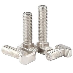 M6 x 25mm Metric Thread T Slot,Drop-in Stud Sliding T-Bolt,Hammer Head Bolt,T Screw Stud for 3030 Series Standard 8mm T-Slot Aluminum Extrusion Profile,Carbon Steel Nickel Plated (30-Series,20 Pcs)