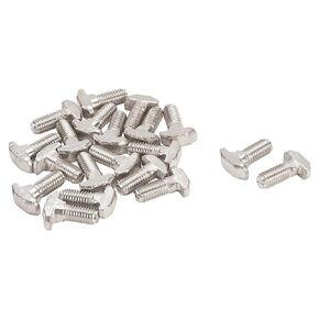 Auniwaig M6 x 20mm Thread T Slot Drop-in Bolt, T-Slot Drop-in Stud Screw Bolt, T-Bolt Hammer Head Bolt T Screw, T Slot Bolts Fastener, Carbon Steel 40 Series 20pcs