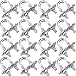 16 Sets Round U Bolts Zinc Plated Steel M6 Round Bend U Clamp with Nut Plate Washer (M6 x 27 mm x 53 mm)