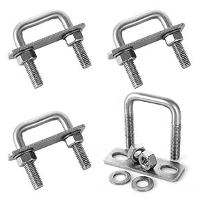 4Pack Square U-Bolts 1-1/4"(30mm) Inner Width, 304 Stainless Steel U Bolts M8 with Washers & Nuts for Replacement Parts and Accessories for Ski, Fishing Boat or Sail Trailer