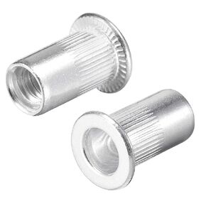 uxcell #8-32 Rivet Nuts Aluminium Alloy Knurled Flat Head Threaded Insert Nut Silver 50pcs