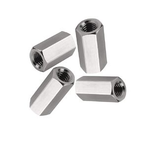 M8 X 1.25-Pitch 24mm Length Metric Hex Coupling Nut 304 Stainless Steel Rod Coupling Nuts（Silver Color 4）