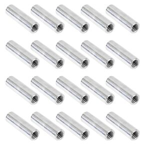 20 Packs 3/8"-16 Round Rod Coupling Nuts, UNC Threaded Round Connector Nuts，Length: 40mm