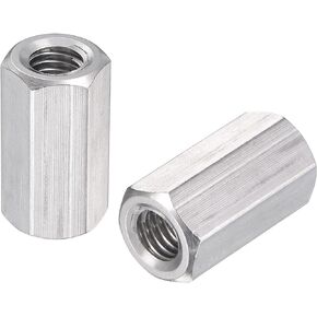 uxcell M8 x 1.25-Pitch 25mm Length 304 Stainless Steel Metric Hex Coupling Nut, 2-Pack