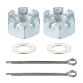 uxcell 2Sets Trailer Nut Kit, Carbon Steel 1"-14 Hex Castle Nut & 1" Washer & 2.25" Split Cotter Pin for Spindle, Shaft