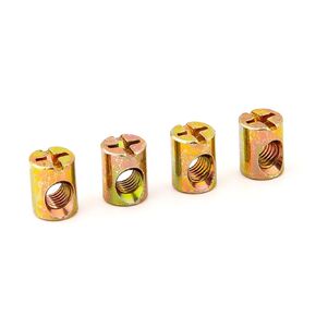 4 PCS M6 Spring Loaded Barrel Nuts, Slotted Barrel Nuts Cross Dowels, Replacement Screws Cross Dowel Barrel Nuts with Part 100514 for Furniture Bed Crib and Chairs