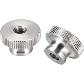 uxcell Knurled Thumb Nuts, 2Pcs M6x1mm 304 Stainless Steel Round Knobs Fasteners for 3D Printer Parts, Silver Tone