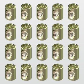 20 Pack 1/4''-20 12mm X 10mm Barrel Nuts Cross Dowels Off-Centered Hole for Furniture Color Zinc