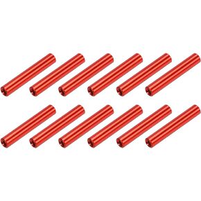 MECCANIXITY فاصل عمود المواجهة من الألومنيوم المستدير، فواصل مستديرة مواجهات M3x45mm، مجموعة متنوعة من الفواصل لطائرة RC، طائرة رباعية المروحية FPV، CNC، أحمر، حزمة من 12