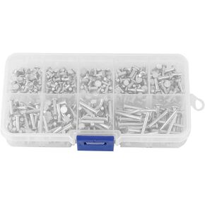 Solid Rivet, 450pcs M2.5 Flat Head Aluminum Rivets Flat Head Solid Rivet 3mm-20mm Length
