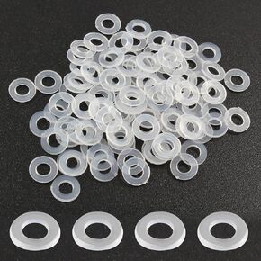 50 Pack M5 Nylon Washers Clear Flat Washer, 5mm ID 10mm OD 1mm Thickness Faucet Plastic Gasket, Metric Transparent Gasket Sealing Washer Spacer Flat Hose Washer for Water Pipe Water Hose