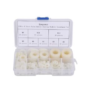 Eowpower 270Pcs 8 Sizes Nylon Metric Sealing Washers Assortment Set