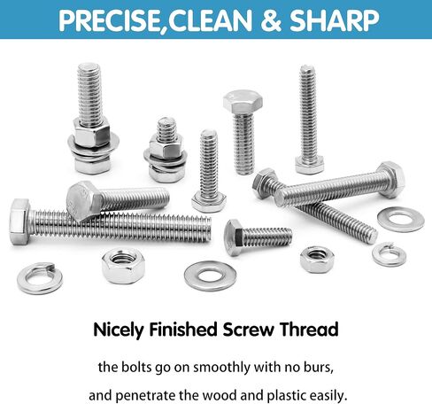 246PCS Hex Head Nuts and Bolts Assortment Kit, Stainless Steel 1/4-20, 5/16-18,3/8-16 Bolts and Nuts Kit, Assorted Nuts and Bolts, Flat & Spring Lock Washers with Case in Saudi Arabia