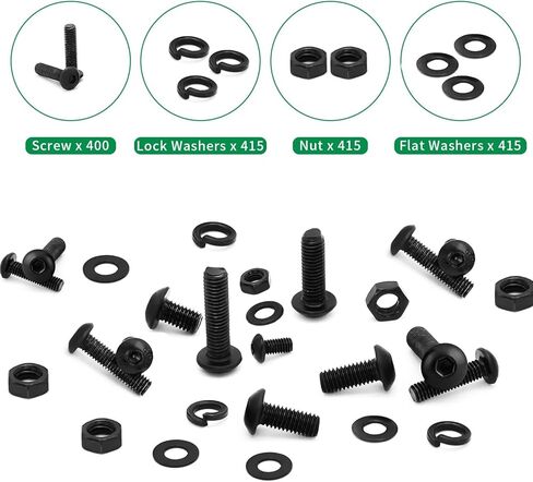 مجموعة متنوعة من البراغي المترية، 1645 قطعة من مسامير الماكينة M2 M3 M4 M5 مع قفل وغسالات مسطحة، براغي رأس سداسية من سبائك الصلب من الدرجة 10.9 وصواميل ومسامير مع حافظة in Kuwait