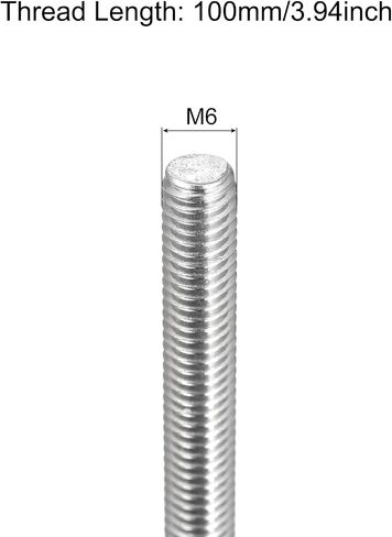 MECCANIXITY Fully Threaded Rod M6 x 100mm 1mm Thread Pitch 304 Stainless Steel Right Hand Threaded Rods Bar Studs 2 Pack in Saudi Arabia