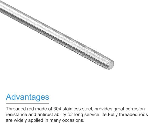 MECCANIXITY قضيب ملولب بالكامل M6 x 100 مم 1 مم درجة الخيط 304 من الفولاذ المقاوم للصدأ اليد اليمنى قضبان ملولبة شريط ترصيع 2 حزمة in Kuwait