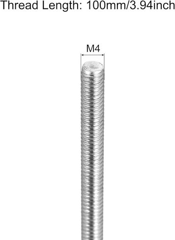 MECCANIXITY قضيب ملولب بالكامل M6 x 100 مم 1 مم درجة الخيط 304 من الفولاذ المقاوم للصدأ اليد اليمنى قضبان ملولبة شريط ترصيع 2 حزمة in Kuwait