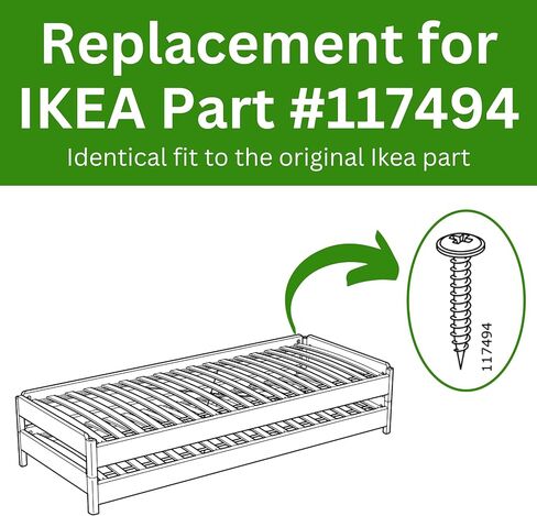 Spare Hardware Parts Replacement for IKEA Furniture Screw Chipboard Flat TLKX Screw - Part #117494 | Chipboard Screw M4.0-1.8×27 Full Thread with PZD2 Recess| Pack of 12 in Saudi Arabia