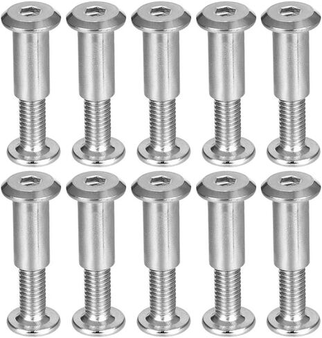 عمود لولبي مناسب لقطر الثقب 5/16 بوصة (8 مم)، ذكر M6x12mm حزام مشبك ربط البراغي الجلدية قفل الكربون الصلب الفضي 10 مجموعات in Saudi Arabia