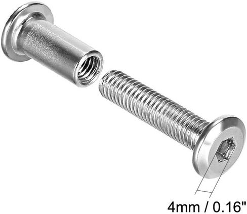 عمود لولبي مناسب لقطر الثقب 5/16 بوصة (8 مم)، ذكر M6x12mm حزام مشبك ربط البراغي الجلدية قفل الكربون الصلب الفضي 10 مجموعات in Saudi Arabia