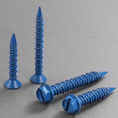 1/4 × 1-3/4 بوصة 50 قطعة براغي خرسانية، براغي سداسية الرأس مع لقمة مثقاب، للبناء، الكتلة، الطوب، الأسمنت، ستاكو، نقطة الماس in Saudi Arabia