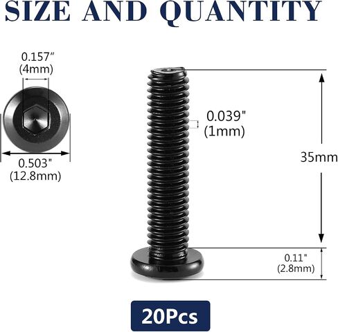 M6 × 35 مم 20 قطعة براغي ذات غطاء سداسي برأس مسطح، 304 من الفولاذ المقاوم للصدأ 18-8، خيط كامل، أكسيد أسود من SG TZH (مع مفتاح ربط سداسي) in Saudi Arabia