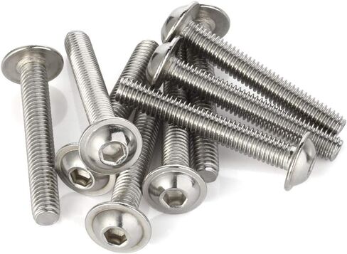 M6-1.0 x 16mm Flanged Button Head Socket Cap Screws, Stainless Steel 18-8 (304), Bright Finish, Full Thread, Allen Socket Drive, 25 PCS in Kuwait