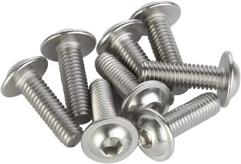 M6-1.0 x 16mm Flanged Button Head Socket Cap Screws, Stainless Steel 18-8 (304), Bright Finish, Full Thread, Allen Socket Drive, 25 PCS in Kuwait