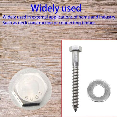 25 قطعة من مسامير التأخر المصنوعة من الفولاذ المقاوم للصدأ مقاس 1/4 بوصة × 2 بوصة، تتضمن غسالات in Kuwait