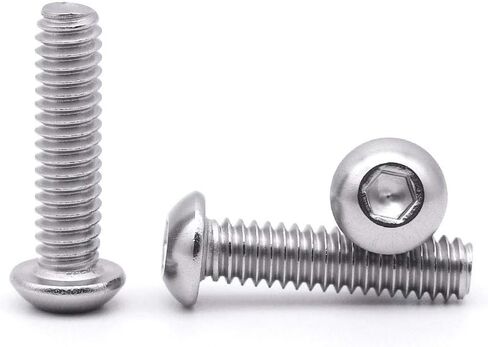 1/4-20 x 3/4" Button Head Socket Cap Bolts Screws, 304 Stainless Steel 18-8, Allen Hex Drive, Bright Finish, Fully Machine Thread, Pack of 50 in Saudi Arabia