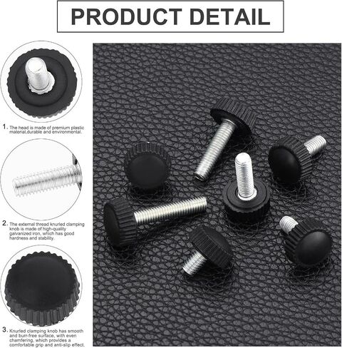 70PCS M6 Thumbscrew Set Carbon Threaded Knurled Knob Mounting Screw Grip Knobs Handle Bolts Round Clamping Screws Hose Clips for Kinds of Stand and Machine in Saudi Arabia