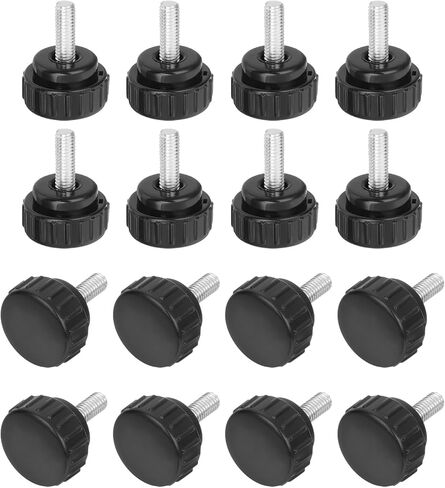 uxcell 8Pcs Round Knurled Thumb Screws, M8 x 20mm Carbon Steel Zinc Plated Thread Thumbscrew Clamping Knob Screw for Quick Replacement Screws, Black in Kuwait