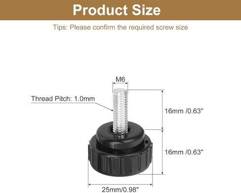 uxcell 8Pcs Round Knurled Thumb Screws, M8 x 20mm Carbon Steel Zinc Plated Thread Thumbscrew Clamping Knob Screw for Quick Replacement Screws, Black in Kuwait