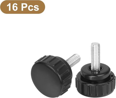 uxcell 8Pcs Round Knurled Thumb Screws, M8 x 20mm Carbon Steel Zinc Plated Thread Thumbscrew Clamping Knob Screw for Quick Replacement Screws, Black in Kuwait