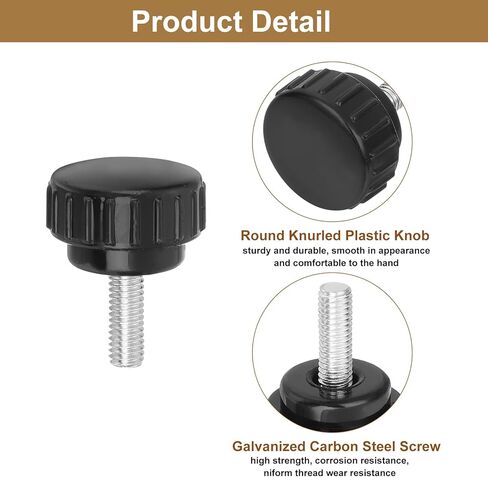 uxcell 8Pcs Round Knurled Thumb Screws, M8 x 20mm Carbon Steel Zinc Plated Thread Thumbscrew Clamping Knob Screw for Quick Replacement Screws, Black in Kuwait
