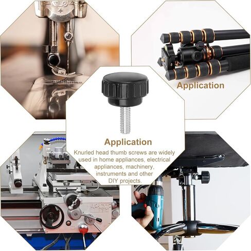 uxcell 8Pcs Round Knurled Thumb Screws, M8 x 20mm Carbon Steel Zinc Plated Thread Thumbscrew Clamping Knob Screw for Quick Replacement Screws, Black in Kuwait