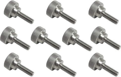10 عبوات 1/4-20 × 3/4 بوصة خيوط 303 من الفولاذ المقاوم للصدأ الماس مخرش مسامير الإبهام مع أكتاف مستقيمة خيوط اليد اليمنى SAE طرف مسطح غير مطلي in Kuwait