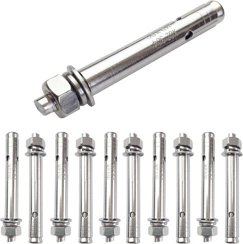 10 Pack M6x60mm Expansion Bolts Anchor Bolt 304 Stainless Steel External Hex Expansion Screw Bolt Sleeve Anchor Fastener Wall Concrete in Kuwait
