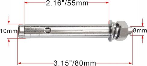 10 Pack M6x60mm Expansion Bolts Anchor Bolt 304 Stainless Steel External Hex Expansion Screw Bolt Sleeve Anchor Fastener Wall Concrete in Kuwait