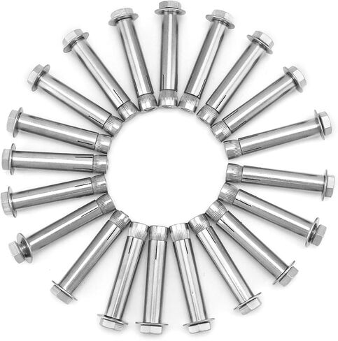 QWORK 304 مسامير توسيع سداسية خارجية من الفولاذ المقاوم للصدأ M8x60mm، 20 قطعة مسمار معدني مضاد للتآكل لمثبتات الخرسانة والبناء in Saudi Arabia