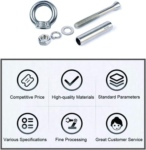 M8x80mm Ring Lifting Expansion Anchor Eyebolt 2 Pack Expansion Bolts Ceiling Hook Heavy Duty Bolts Anchor Fastener 304 Stainless Steel for Concrete Brick Wall in Saudi Arabia