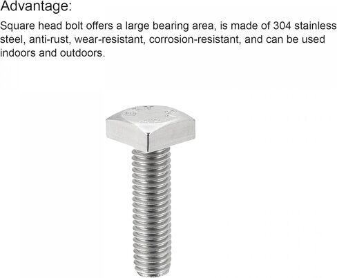 uxcell Square Head Bolt, 5pcs M8x16mm Fully Thread 304 Stainless Steel Grade C Square Machine Screws in Saudi Arabia