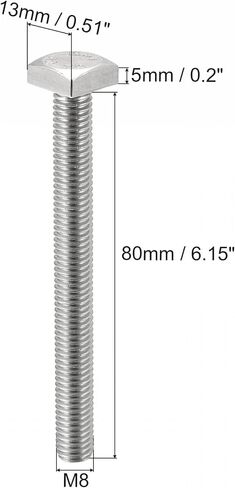 uxcell Square Head Bolt, 5pcs M8x16mm Fully Thread 304 Stainless Steel Grade C Square Machine Screws in Saudi Arabia