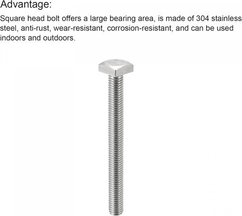uxcell Square Head Bolt, 5pcs M8x16mm Fully Thread 304 Stainless Steel Grade C Square Machine Screws in Saudi Arabia