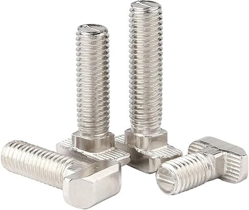 M6 x 25mm Metric Thread T Slot,Drop-in Stud Sliding T-Bolt,Hammer Head Bolt,T Screw Stud for 3030 Series Standard 8mm T-Slot Aluminum Extrusion Profile,Carbon Steel Nickel Plated (30-Series,20 Pcs) in Kuwait