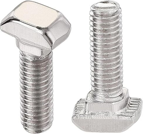 M6 x 25mm Metric Thread T Slot,Drop-in Stud Sliding T-Bolt,Hammer Head Bolt,T Screw Stud for 3030 Series Standard 8mm T-Slot Aluminum Extrusion Profile,Carbon Steel Nickel Plated (30-Series,20 Pcs) in Kuwait